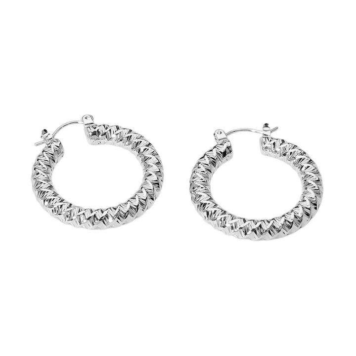 Textured Metal Hoop Pin Catch Earrings