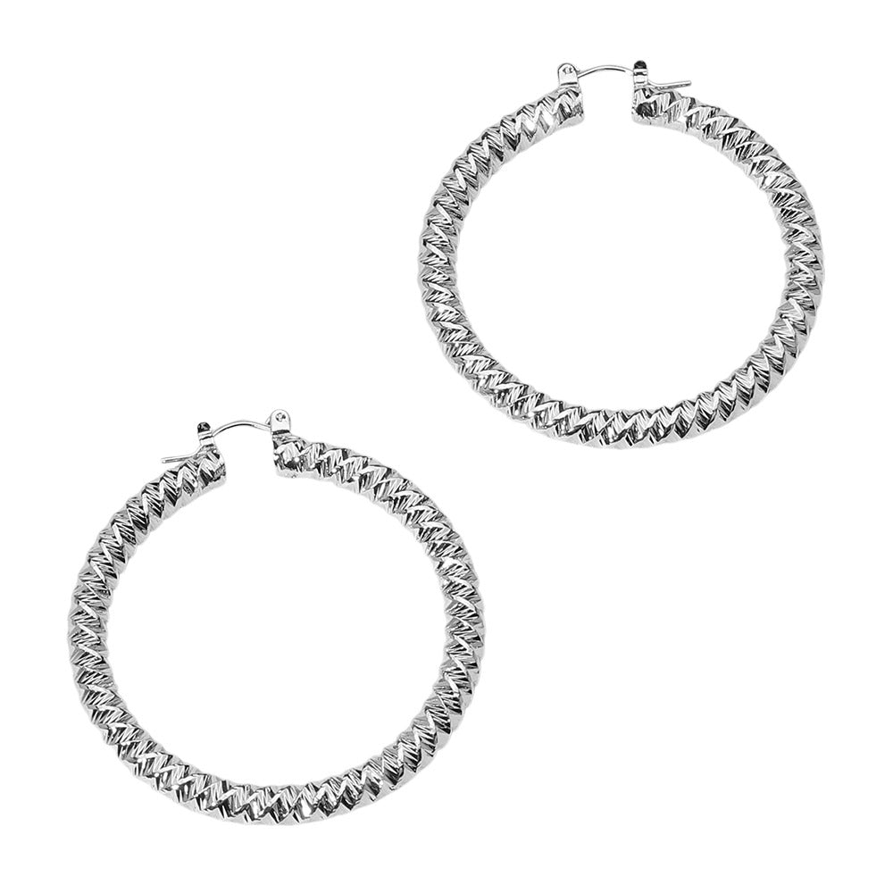 Textured Metal Hoop Pin Catch Earrings