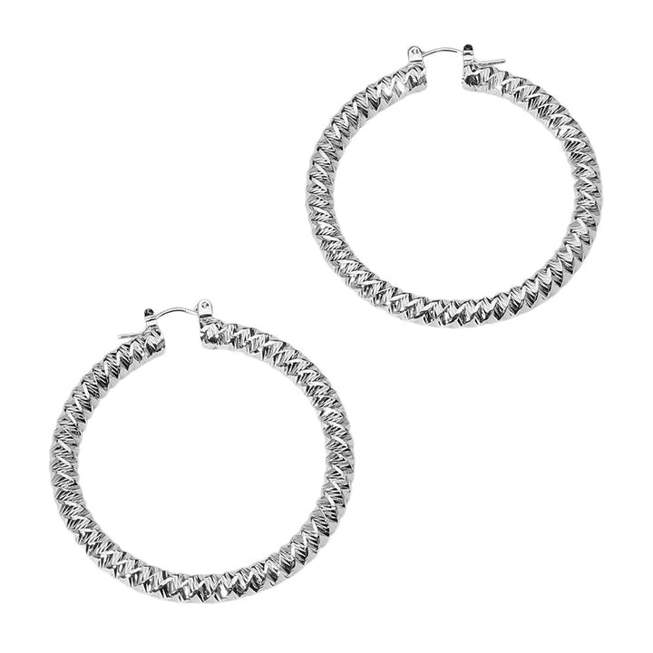 Textured Metal Hoop Pin Catch Earrings
