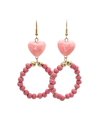 Valentine heart and bead earring