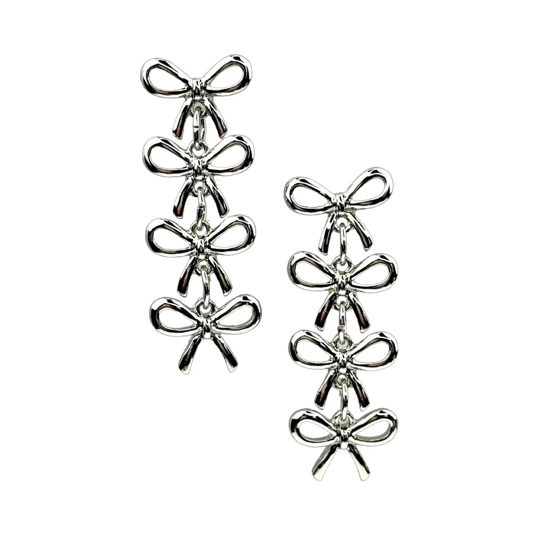 Linked metal four bow earring