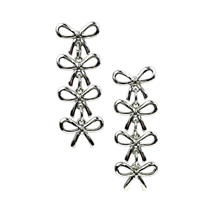 Linked metal four bow earring