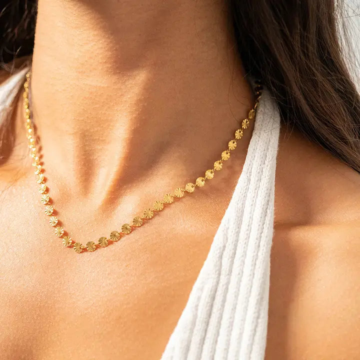 Steel Sunburst Chain Necklace