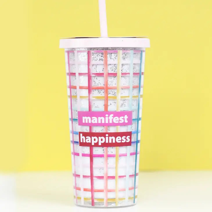 Manifest Happiness Tumbler with Straw