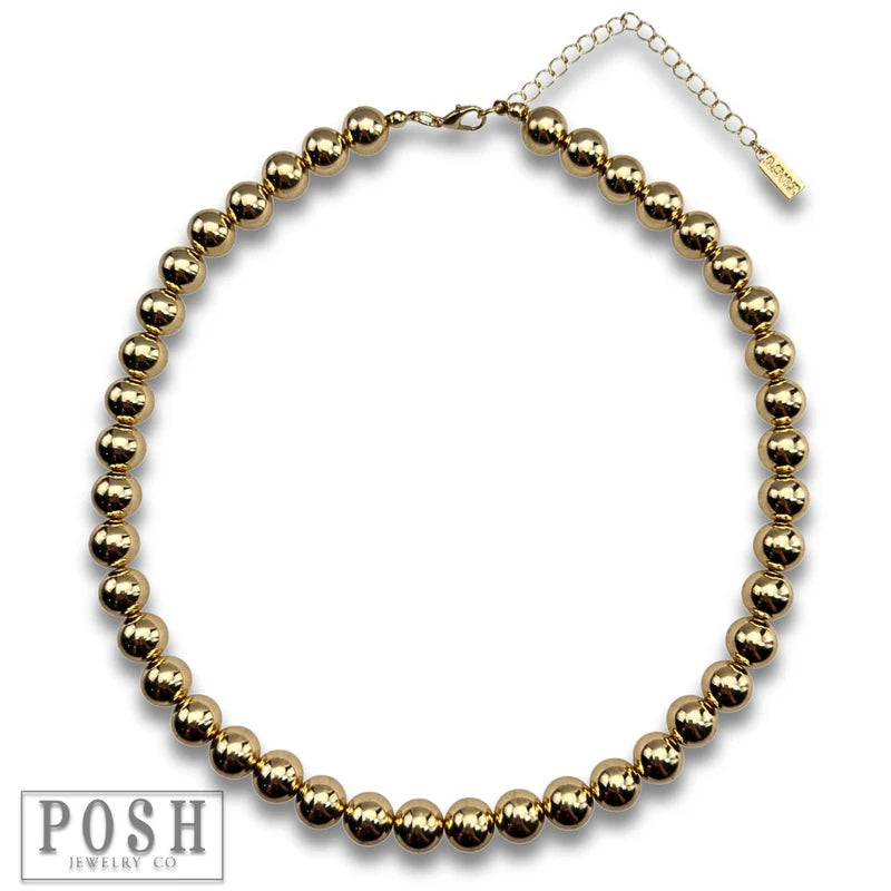 Shiny gold bead necklace