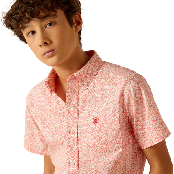 10048663 Ariat Boy's Kamden Print SS Shirt - Available for Dad