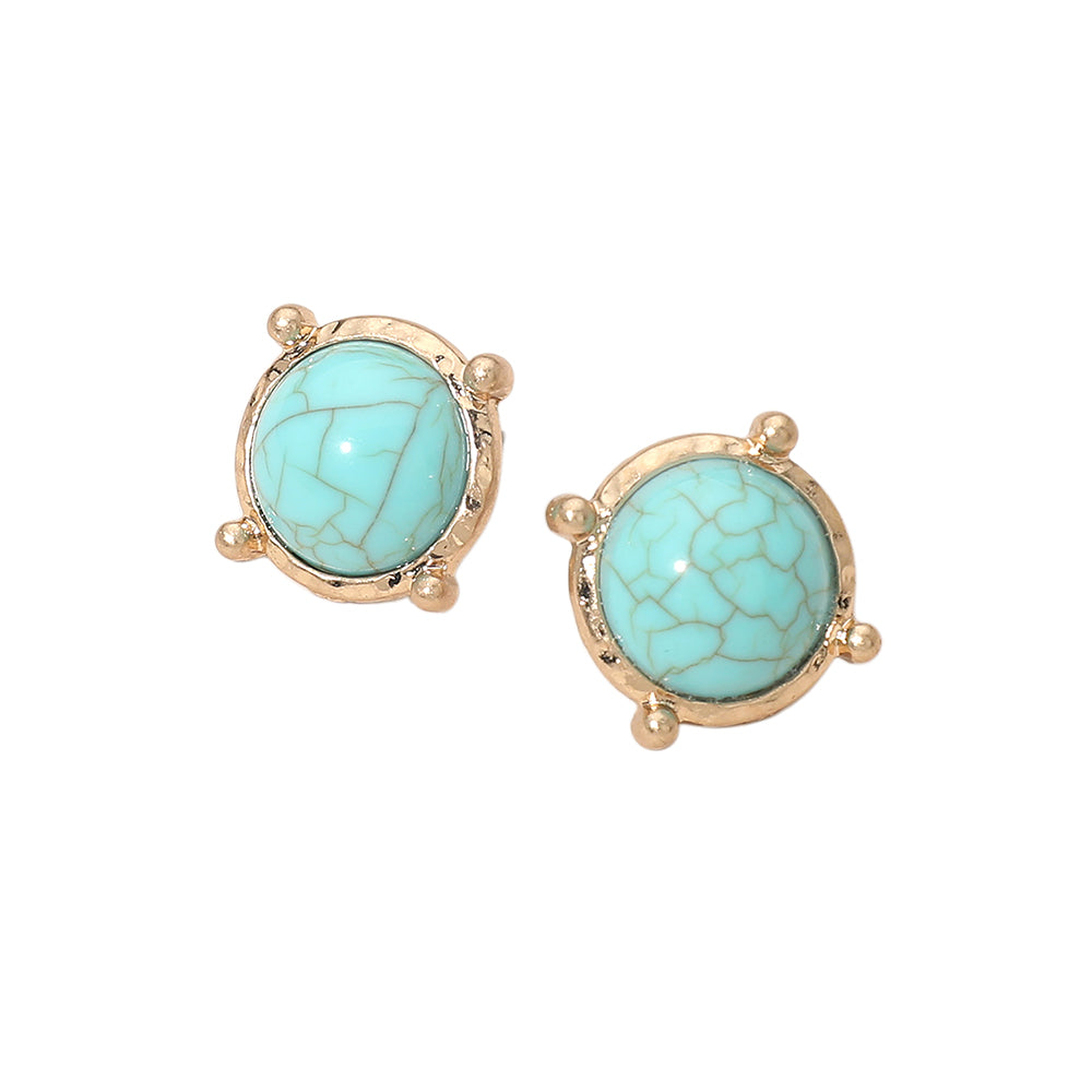 Round Stone Stud Earrings