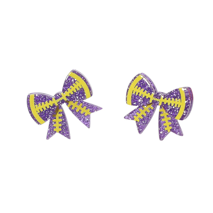 Game Day Football Bow Charm Earrings