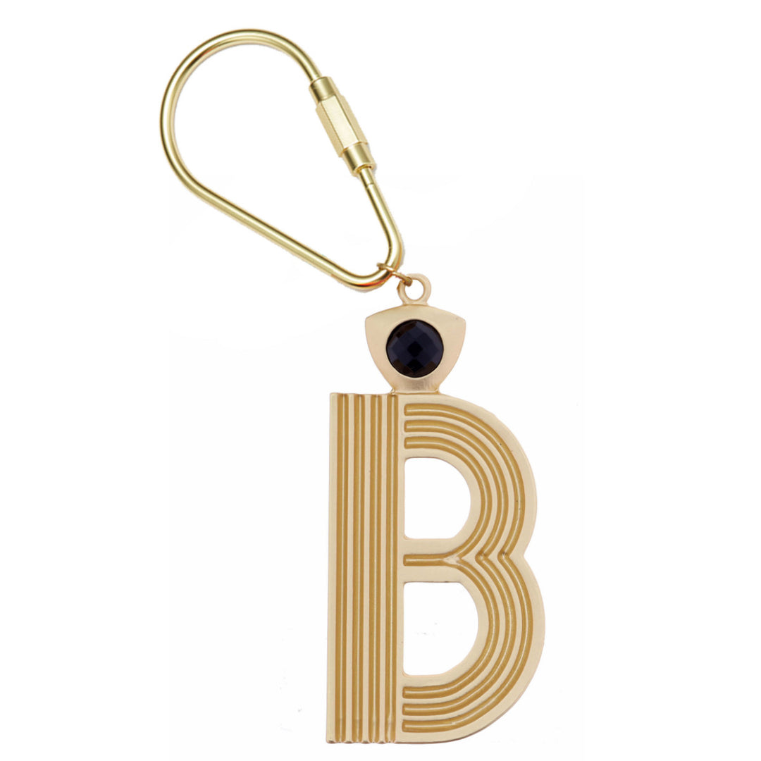GOLD INITIAL CRYSTAL KEYCHAIN