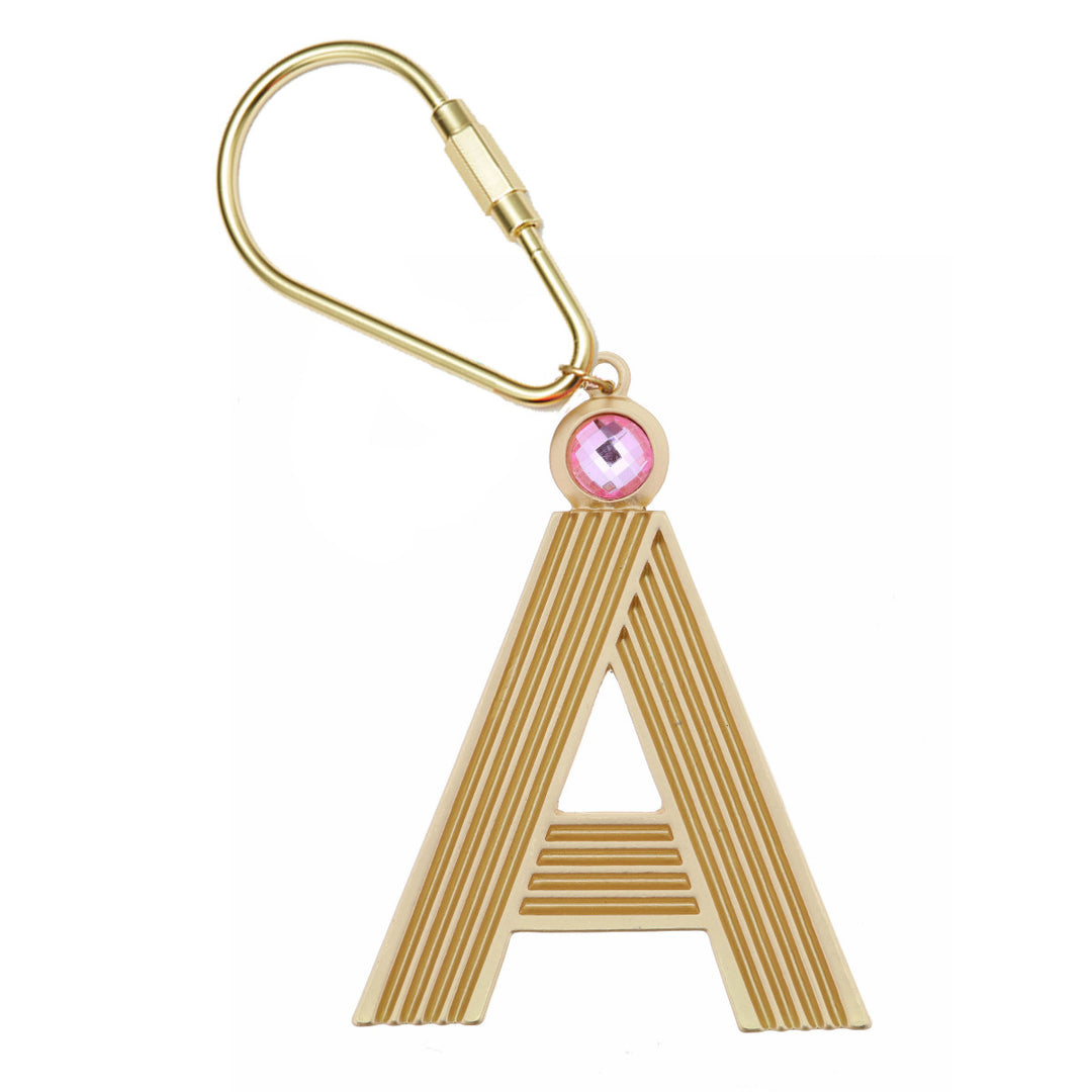 GOLD INITIAL CRYSTAL KEYCHAIN