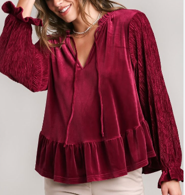 Velvet baby doll top