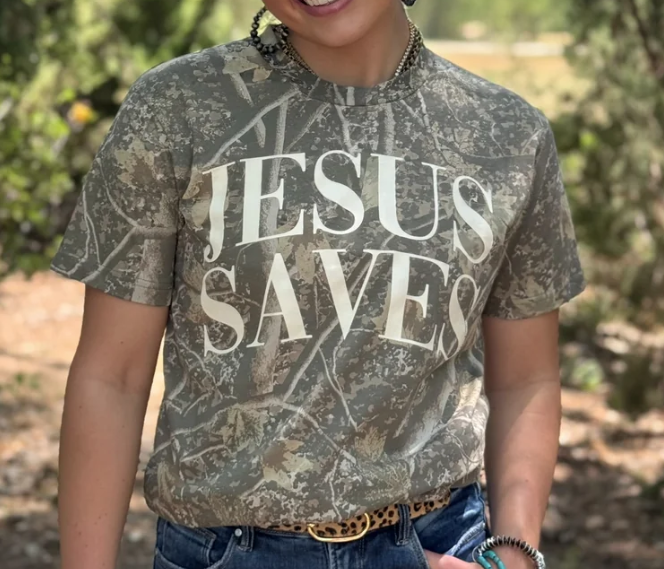 Jesus Saves Camo Tee