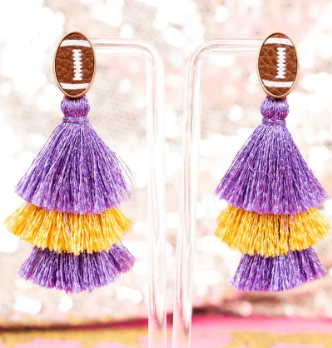 KICK IT FOOTBALL TIERED TASSEL EARRINGS