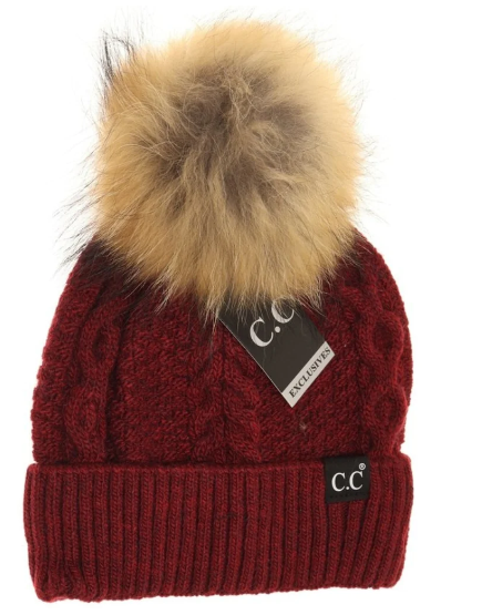 CC Exclusive Special Edition Ribbed Cuff Fur Pom Beanie