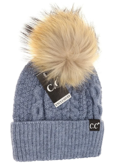 CC Exclusive Special Edition Ribbed Cuff Fur Pom Beanie