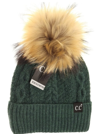 CC Exclusive Special Edition Ribbed Cuff Fur Pom Beanie