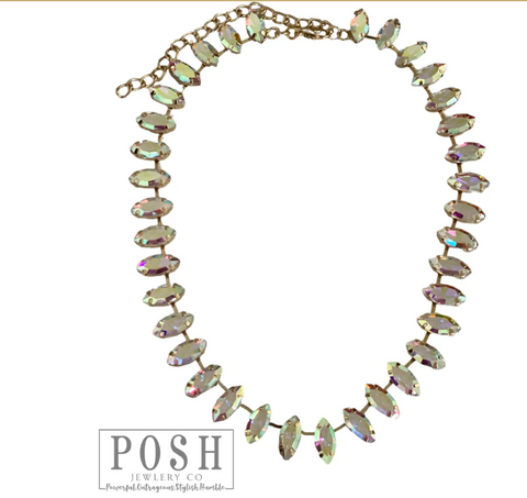 9PN160 Marquise shape rhinestone necklace