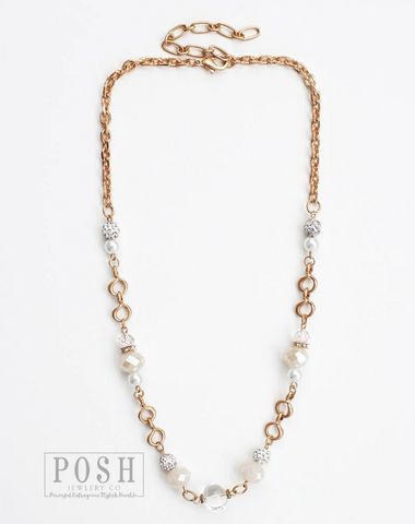 9PN135G Chain necklace with rhinestone beads