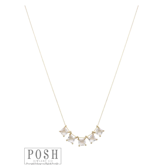 9PN150 Chain with rhinestone squares necklace 9PN150