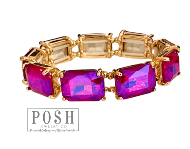 9PB056 Rectangle rhinestone bracelet