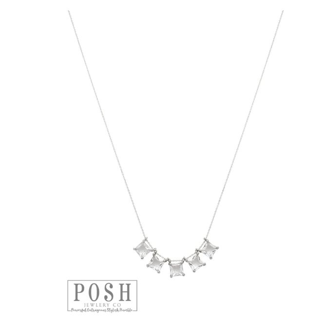 9PN150 Chain with rhinestone squares necklace 9PN150