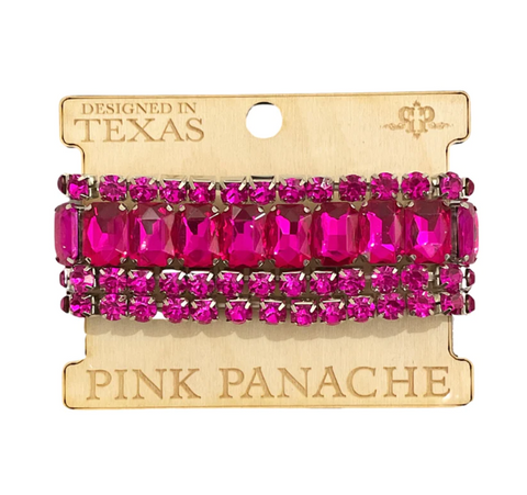 J181 Fuchsia rhinestone bracelet set