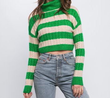 Abby Cropped Turtleneck Knit Sweater