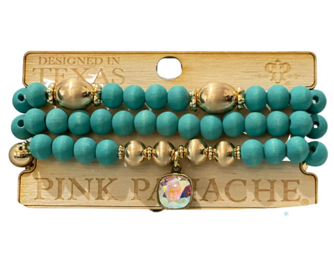 TURQUOISE AND GOLD BEAD BRACELET 1CNC M089