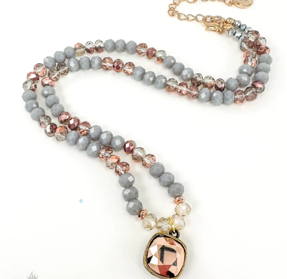 GRAY BEAD NECKLACE 1N496