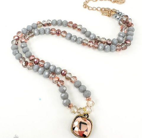 GRAY BEAD NECKLACE 1N496