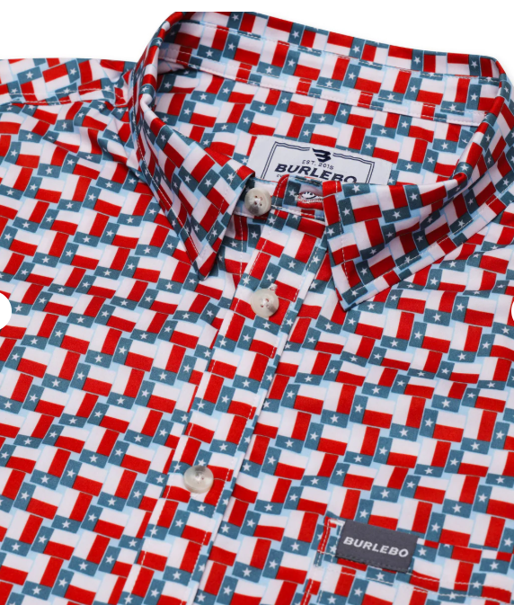 BURLEBO Performance Button Up - Texas Flag