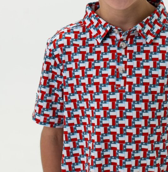 BURLEBO Youth Polo - Texas Flag