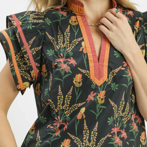 Mel's Black Mix Floral Print Blouse