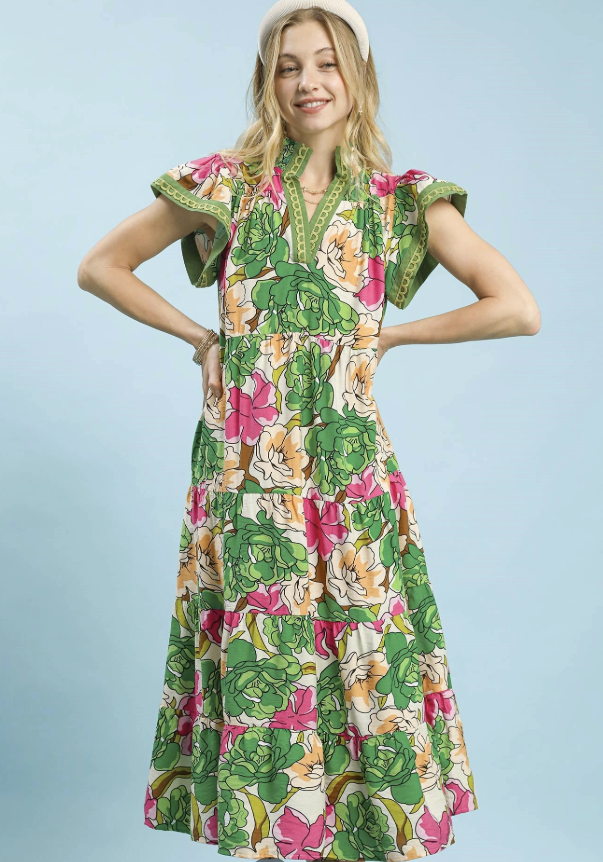 Becca's Mix Bold Floral Tiered Dress