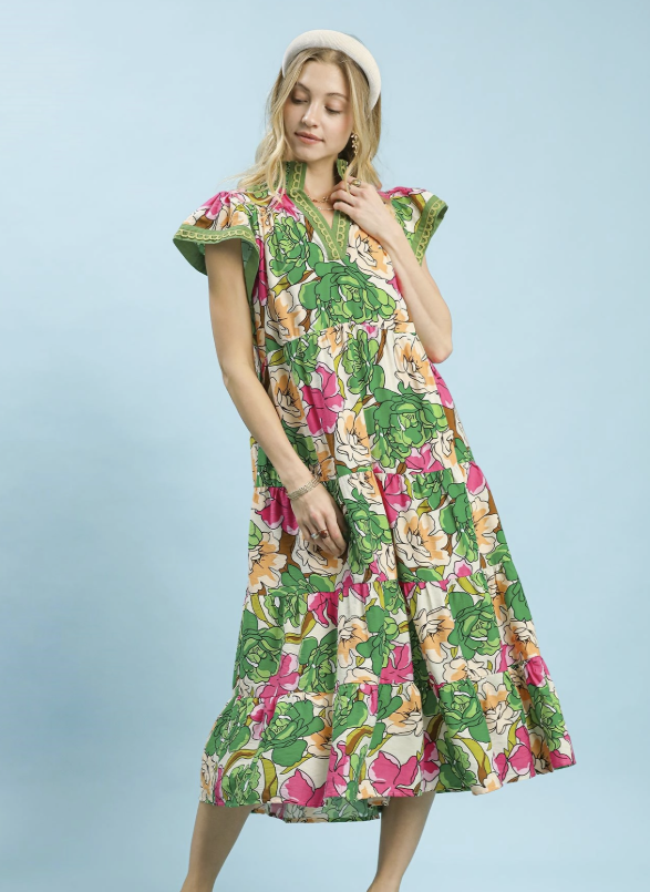 Becca's Mix Bold Floral Tiered Dress