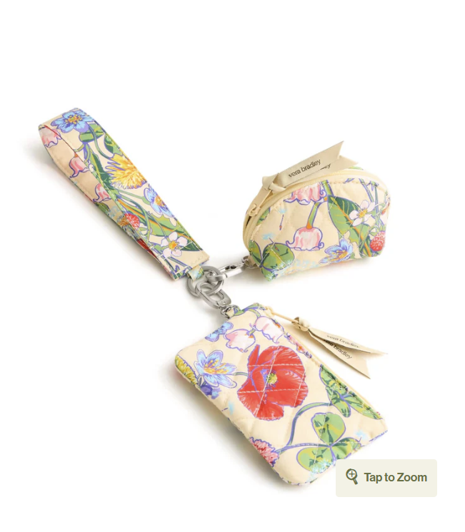 Vera Bradley Dual Pouch Wide Wristlet-All the pretty wildflowers in Premium cotton
