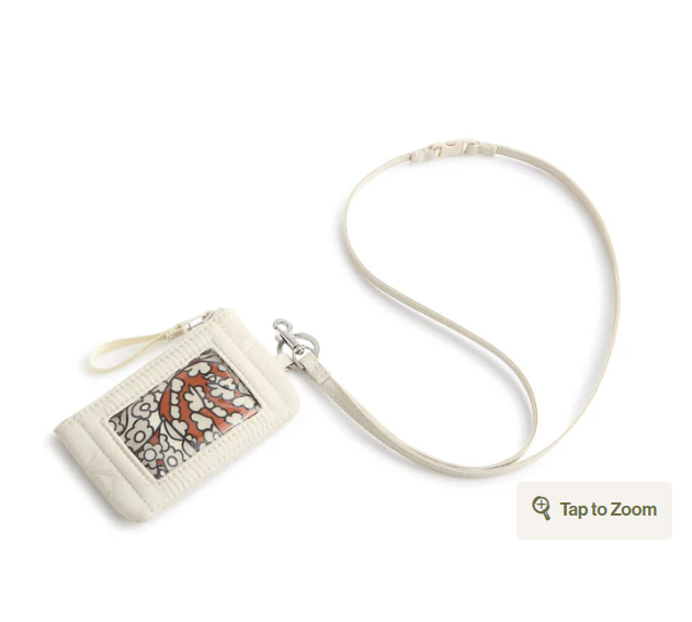 Vera Bradley Zip ID Pouch w/Breakaway Lanyard-Pumice Stone