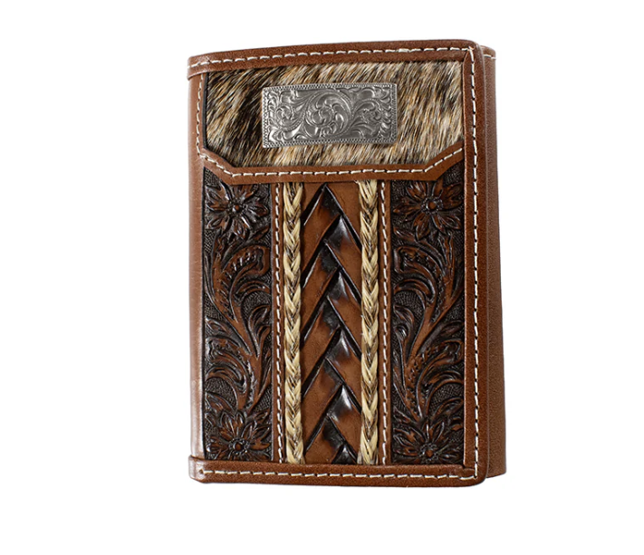 3D Men's Horsehair Trifold Wallet D250018302
