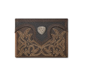 Ariat Men's Bifold Boot Stitch Leather Wallet-A3567902