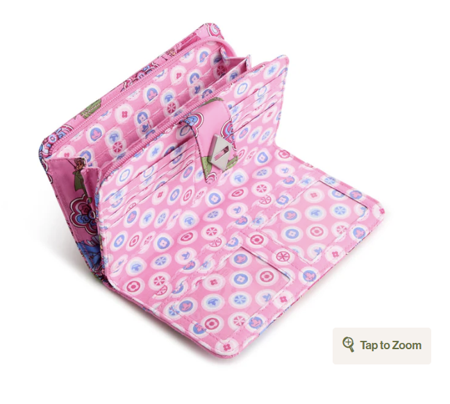 Disney Turnlock Wallet Aurora pink swirls fairies in Premium cotton