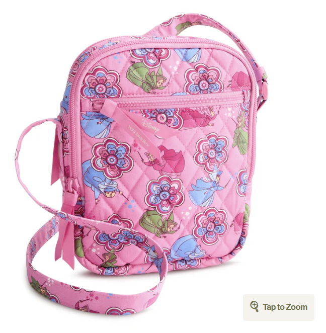 Disney Sullivan Crossbody Aurora pink swirls fairies in Premium cotton