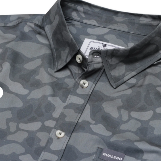 BURLEBO Performance Button Up - Stone Camo