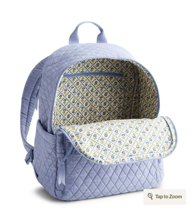 Vera Bradley Bancroft Backpack-Blue chambray in Premium cotton