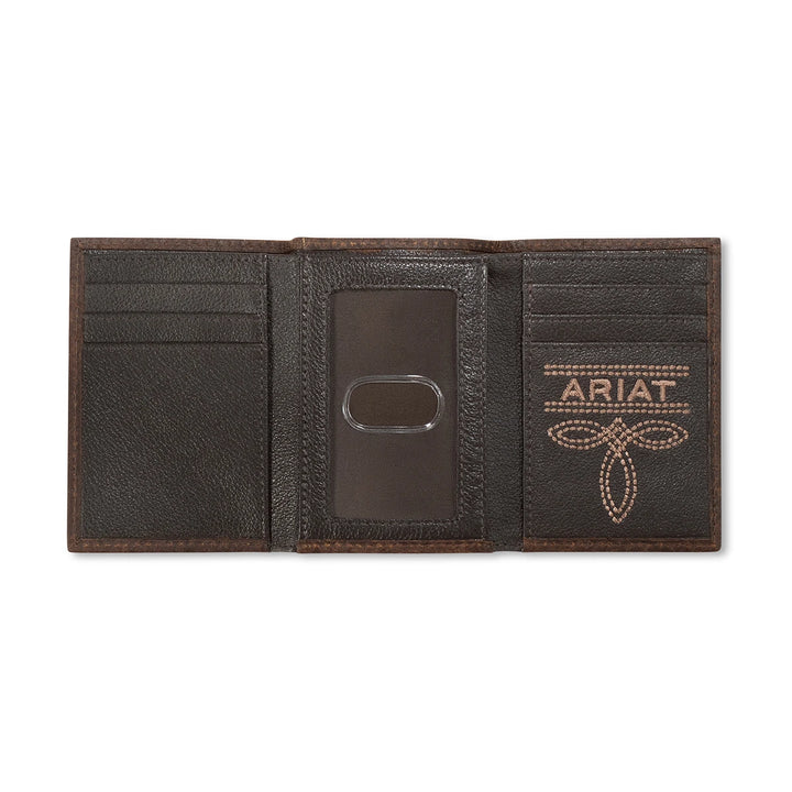 ARIAT TRIFOLD BUG STITCH BROWN - ACCESSORIES WALLET - A3563402