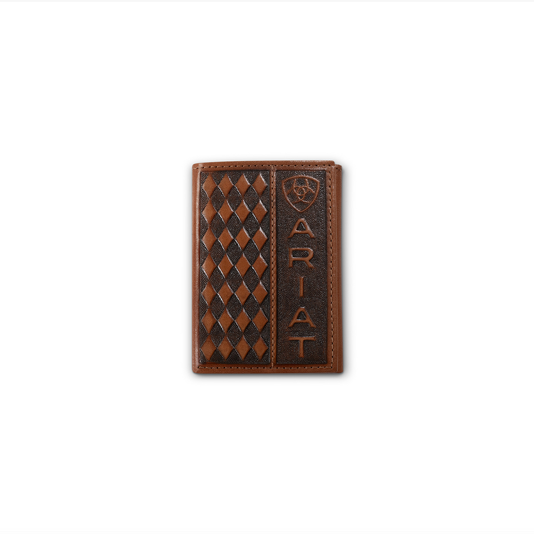 ARIAT TRIFOLD DIAMOND EMBOSSED BROWN - ACCESSORIES WALLET - A3568502