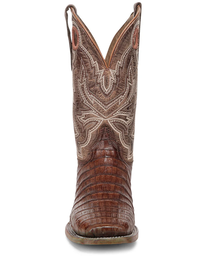 Men's Circle G Men's Cognac Caiman Embroidery & Pull Holes Western Boots - L8102