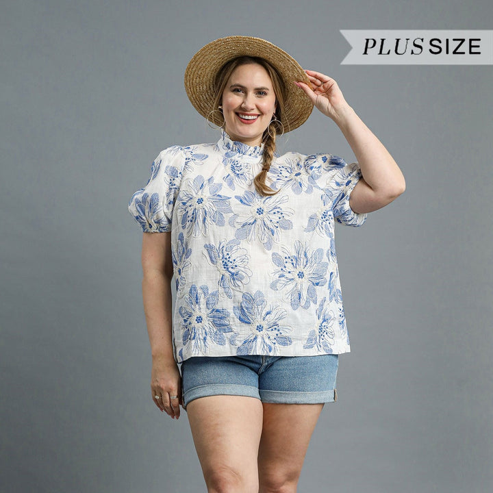 Lola Chic Floral Embroidered Top-Curvy