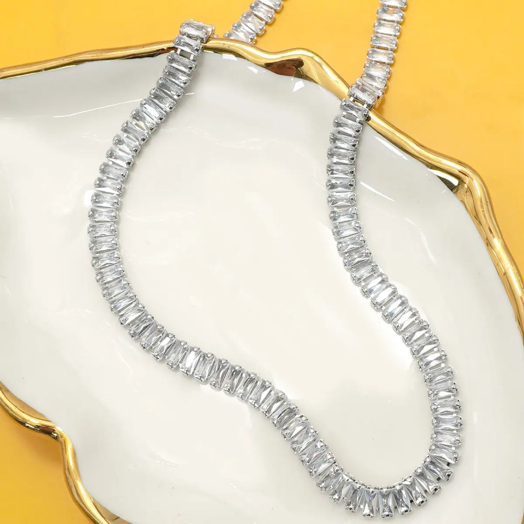 Baguette Stone Tennis Necklace