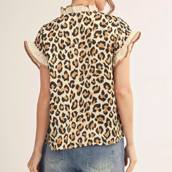 Hannah leopard satin top
