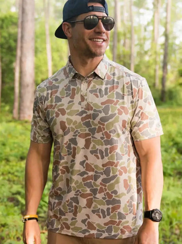 BURLEBO Driftwood Camo Performance Polo